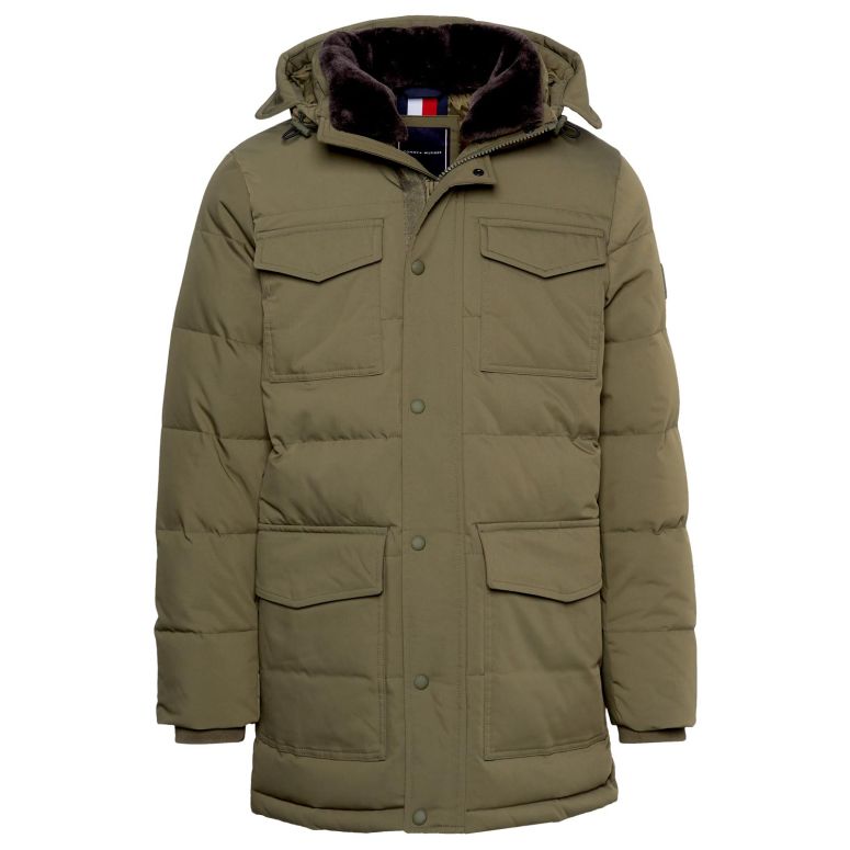 tommy hilfiger parka oliv herren