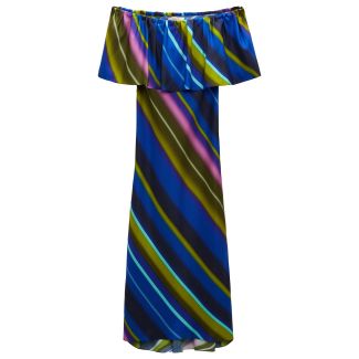 DAMEN SEIDEN-MAXIKLEID CITYLIGHT STRIPES