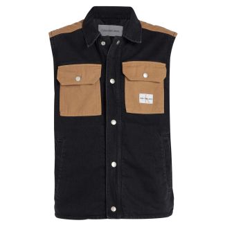 HERREN WESTE PADDED DENIM VEST PANEL 