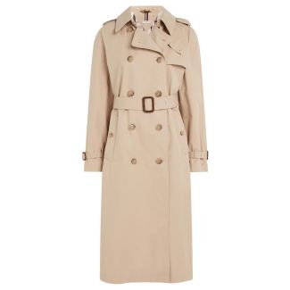 DAMEN JACKE PEACHED COTTON LONG TRENCH  