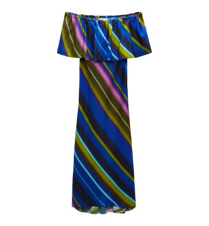 DAMEN SEIDEN-MAXIKLEID CITYLIGHT STRIPES
