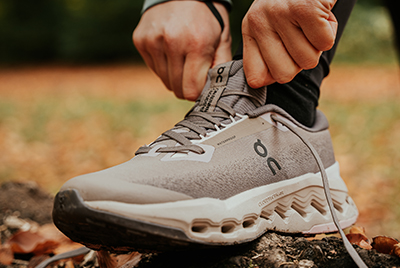 On  Laufschuh Nahaufnahme